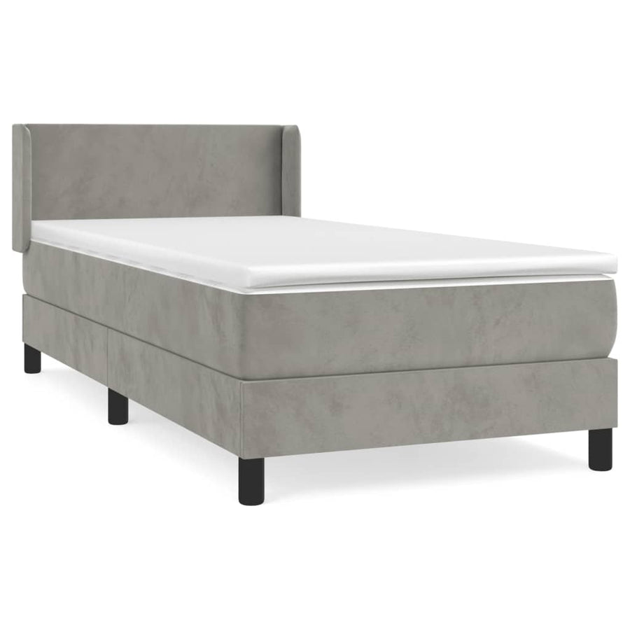 Boxspring Met Matras Fluweel Lichtgrijs 80 x 200 cm Effen ontwerp