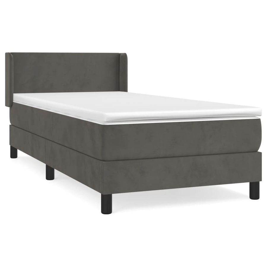Boxspring Met Matras Fluweel Donkergrijs 80 x 200 cm Effen ontwerp