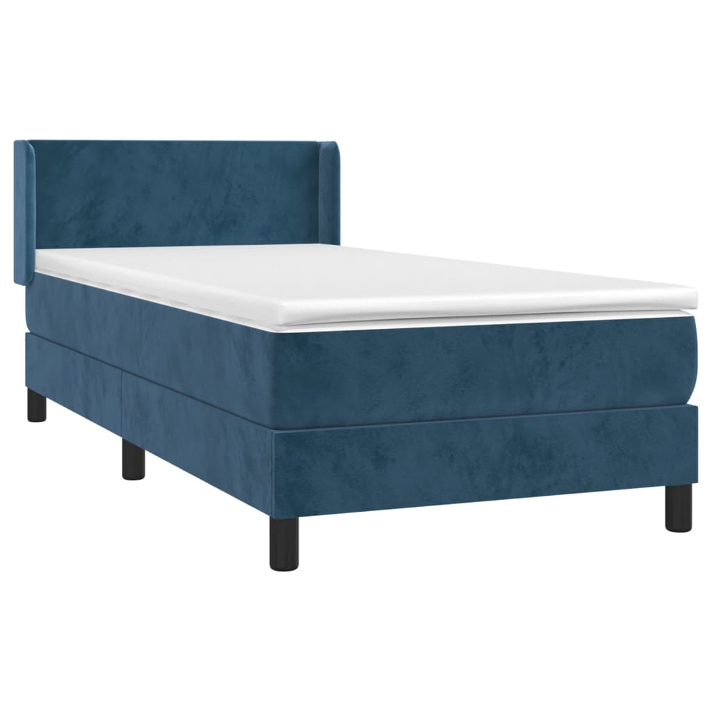 Boxspring Met Matras Fluweel Donkerblauw 80X200 Cm 80 x 200 cm Effen ontwerp