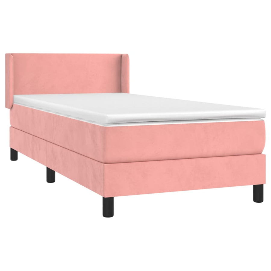 Boxspring Met Matras Fluweel Roze 80 x 200 cm Effen ontwerp