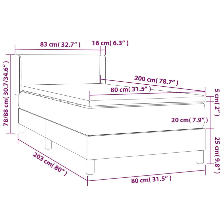 Boxspring Met Matras Fluweel Roze 80 x 200 cm Effen ontwerp