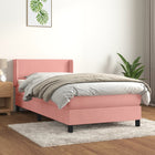Pink velvet box spring with mattress 80x200 cm