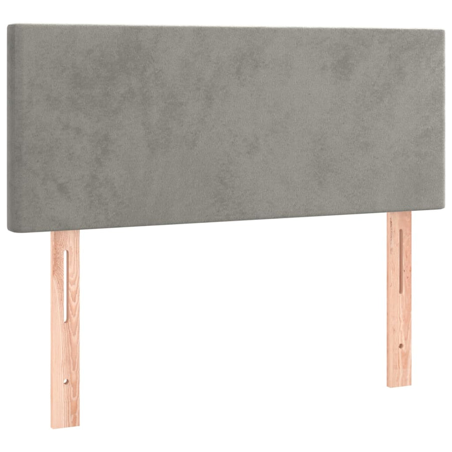 Boxspring Met Matras Fluweel Lichtgrijs 90 x 190 cm Effen ontwerp