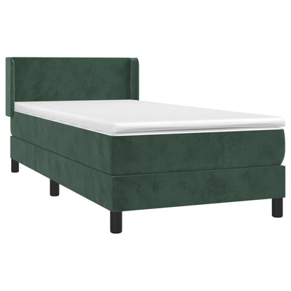 Boxspring Met Matras Fluweel Donkergroen 90 x 200 cm Effen ontwerp
