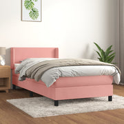 Box spring with velvet pink mattress 90x200 cm