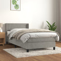 Box spring bed with velvet mattress light grey 100x200 cm