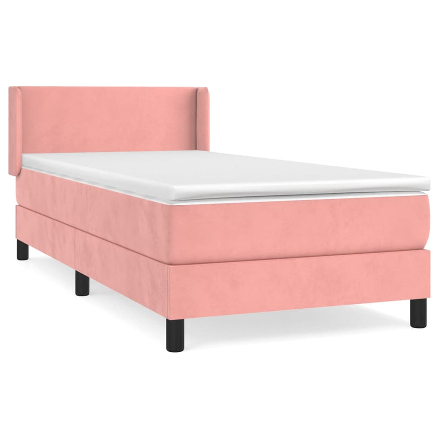 Boxspring Met Matras Fluweel Roze 100X200 Cm 100 x 200 cm Effen ontwerp