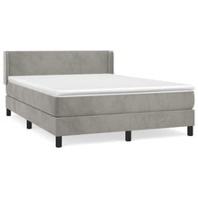 Boxspring Met Matras Fluweel Lichtgrijs 140 x 190 cm Effen ontwerp