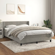 Boxspring bed 140x190 cm fluweel lichtgrijs
