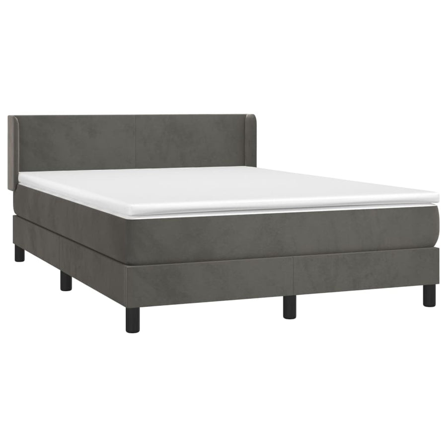 Boxspring Met Matras Fluweel Donkergrijs 140 x 190 cm Effen ontwerp