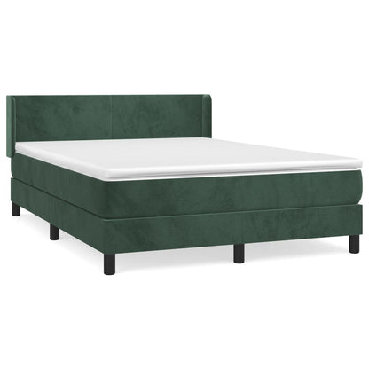 Boxspring Met Matras Fluweel Donkergroen 140 x 190 cm Effen ontwerp