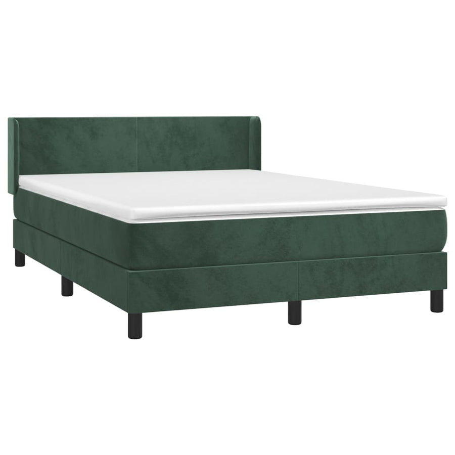 Boxspring Met Matras Fluweel Donkergroen 140 x 190 cm Effen ontwerp