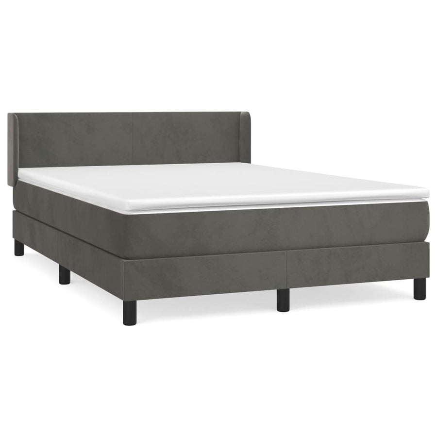 Boxspring Met Matras Fluweel Donkergrijs 140 x 200 cm Effen ontwerp