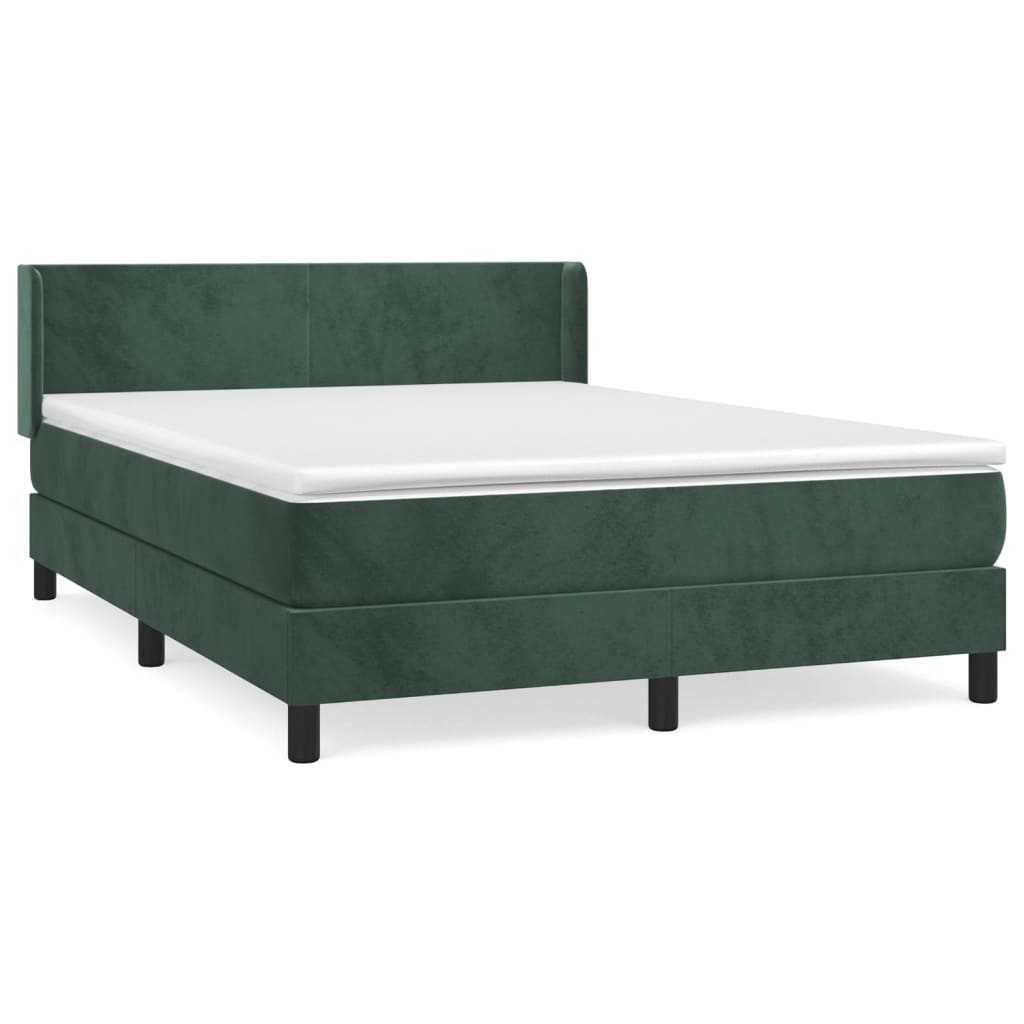 Boxspring Met Matras Fluweel Donkergroen 140 x 200 cm Effen ontwerp