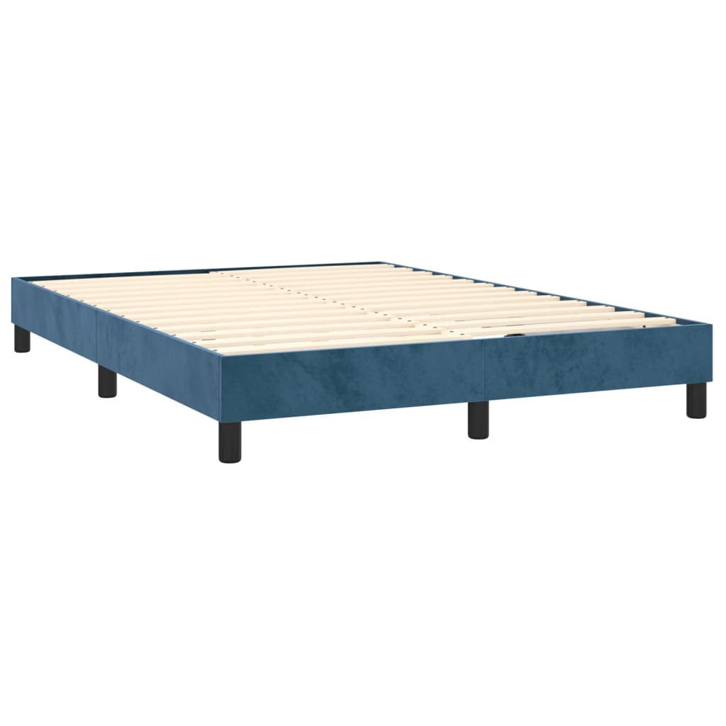 Boxspring Met Matras Fluweel Donkerblauw 140 x 200 cm Effen ontwerp
