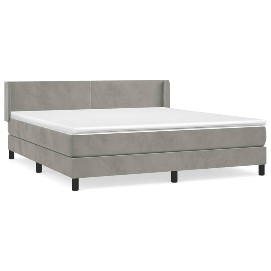 Boxspring Met Matras Fluweel Lichtgrijs 160 x 200 cm Effen ontwerp