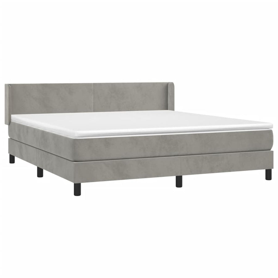 Boxspring Met Matras Fluweel Lichtgrijs 160 x 200 cm Effen ontwerp