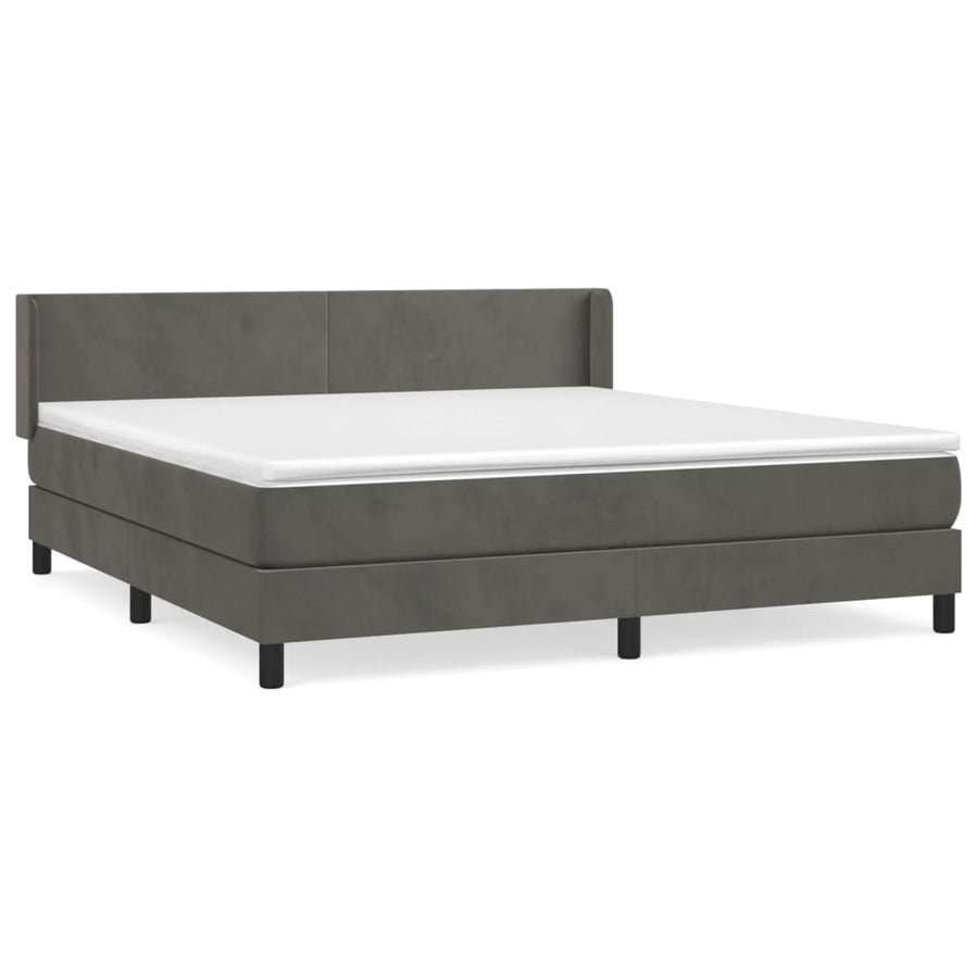 Boxspring Met Matras Fluweel Donkergrijs 160 x 200 cm Effen ontwerp