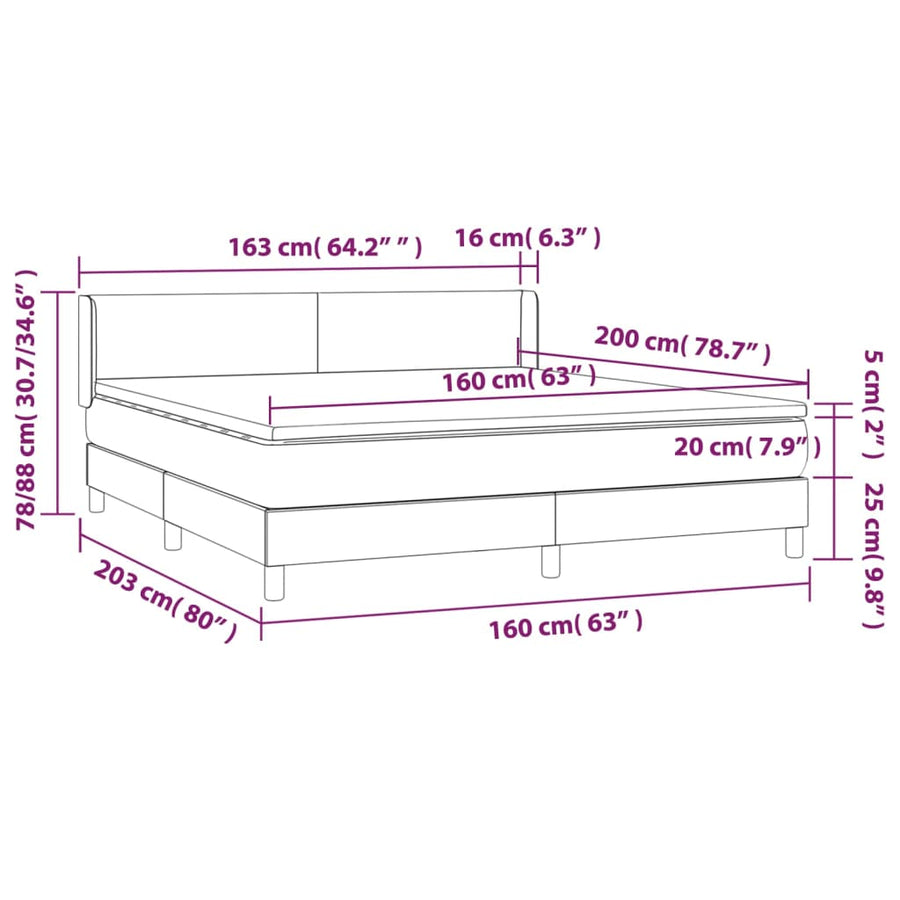 Boxspring Met Matras Fluweel Zwart 160 x 200 cm Effen ontwerp