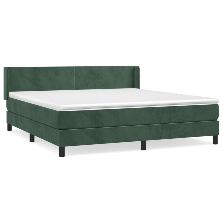 Boxspring Met Matras Fluweel Donkergroen 160 x 200 cm Effen ontwerp