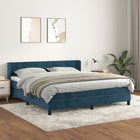 Boxspring Met Matras Fluweel Donkerblauw 160 x 200 cm Effen ontwerp