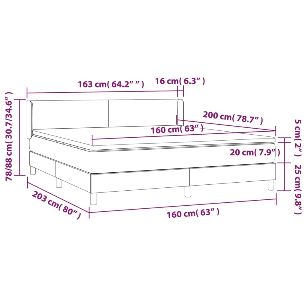 Boxspring Met Matras Fluweel Roze 160 x 200 cm Effen ontwerp