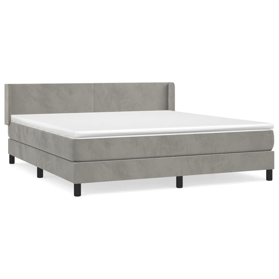 Boxspring Met Matras Fluweel Lichtgrijs 180 x 200 cm Effen ontwerp