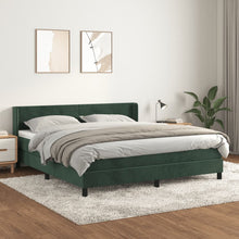 Boxspring Met Matras Fluweel Donkergroen 180X200 Cm 180 x 200 cm Effen ontwerp