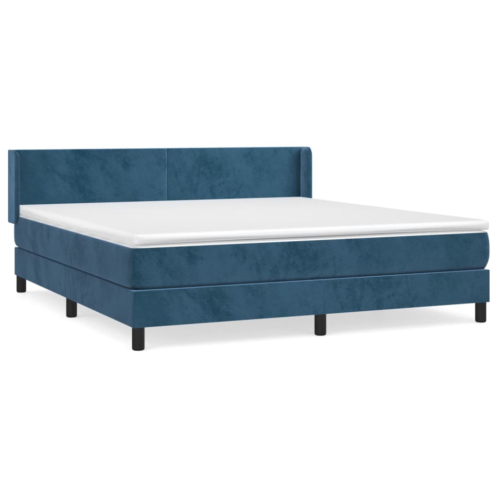 Boxspring Met Matras Fluweel Donkerblauw 180X200 Cm Donkerblauw 180 x 200 cm Effen ontwerp