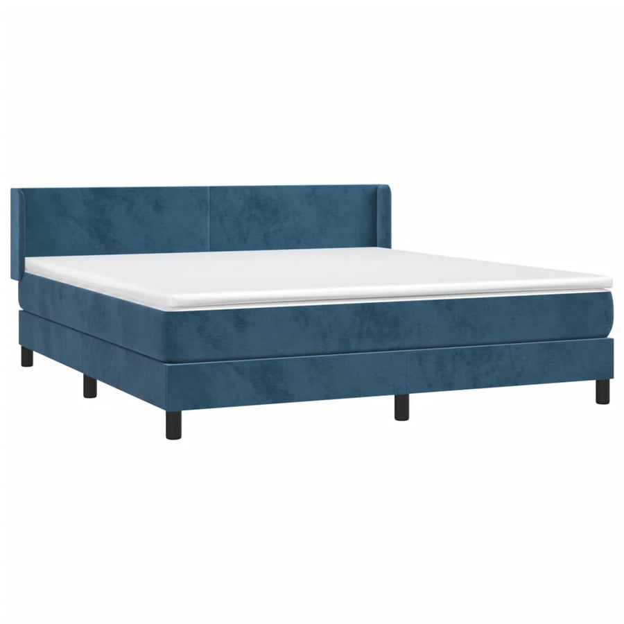 Boxspring Met Matras Fluweel Donkerblauw 180X200 Cm Donkerblauw 180 x 200 cm Effen ontwerp