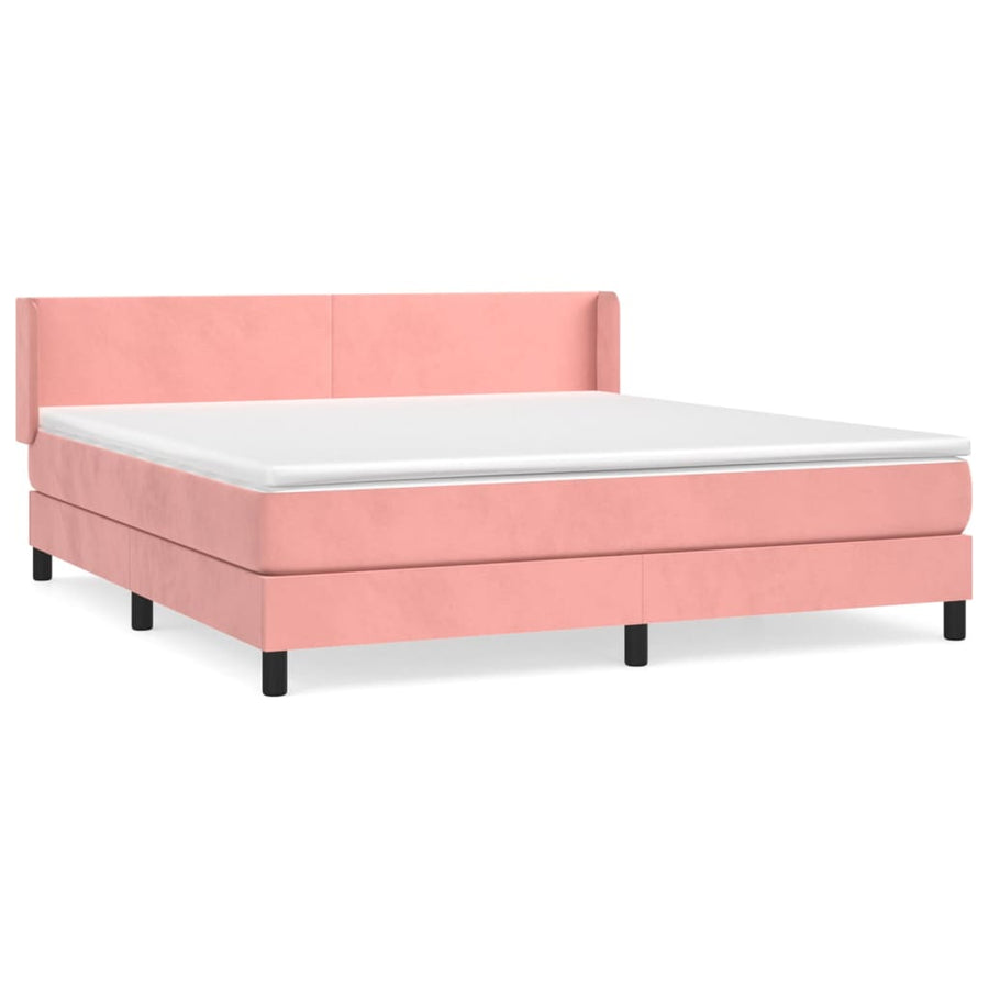 Boxspring Met Matras Fluweel Roze 180 x 200 cm Effen ontwerp