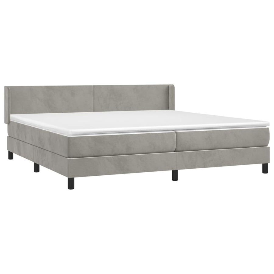 Boxspring Met Matras Fluweel Lichtgrijs 200 x 200 cm Effen ontwerp
