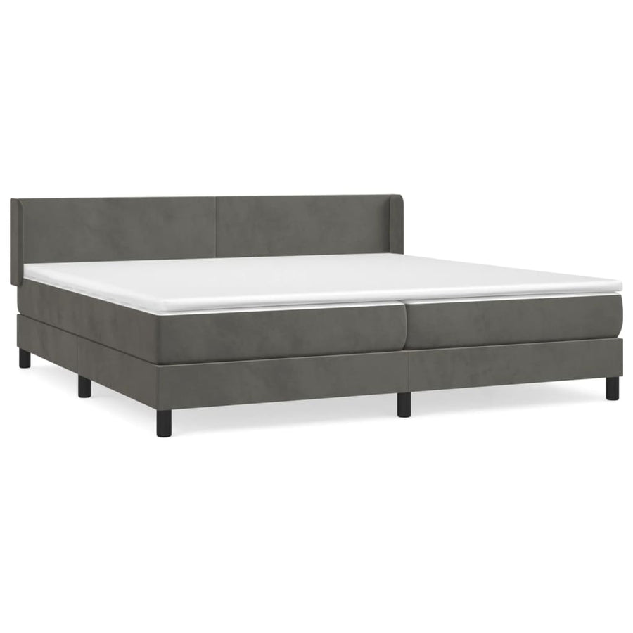 Boxspring Met Matras Fluweel Donkergrijs 200 x 200 cm Effen ontwerp