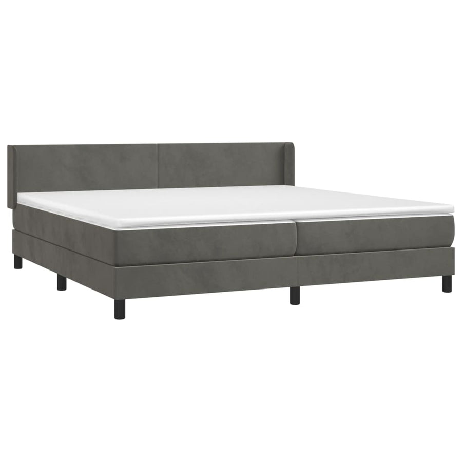 Boxspring Met Matras Fluweel Donkergrijs 200 x 200 cm Effen ontwerp