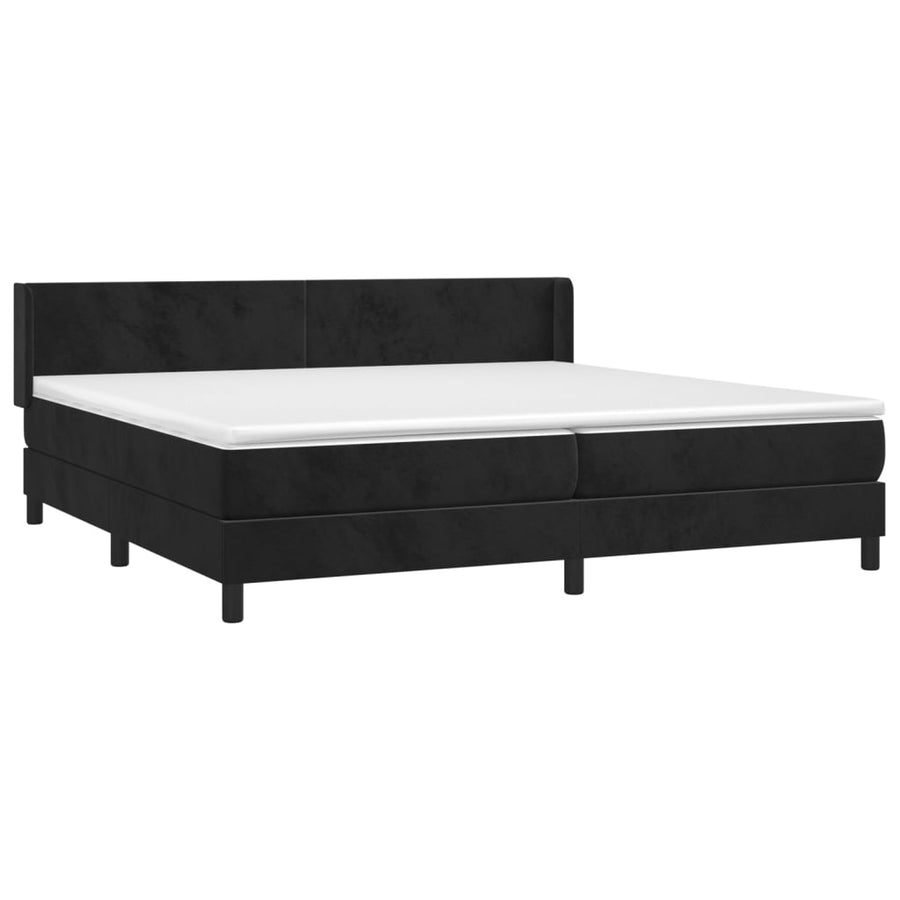 Boxspring met matras fluweel zwart 200x200 cm 200 x 200 cm Zwart