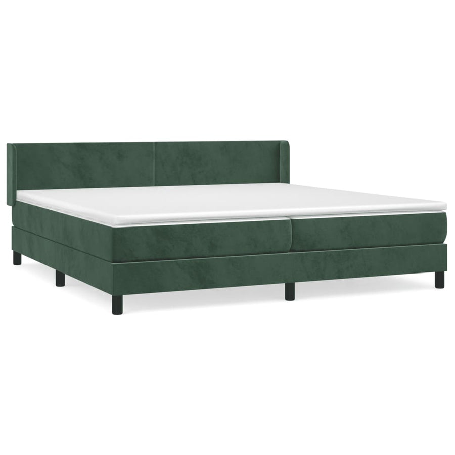 Boxspring Met Matras Fluweel Donkergroen 200 x 200 cm Effen ontwerp