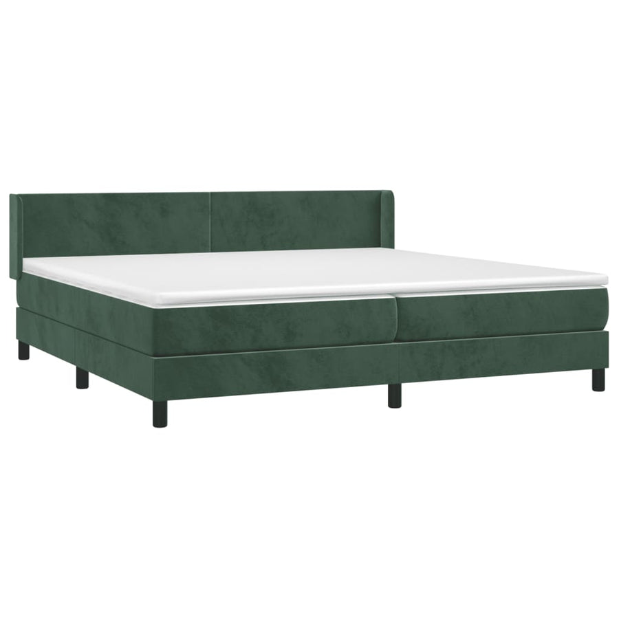 Boxspring Met Matras Fluweel Donkergroen 200 x 200 cm Effen ontwerp
