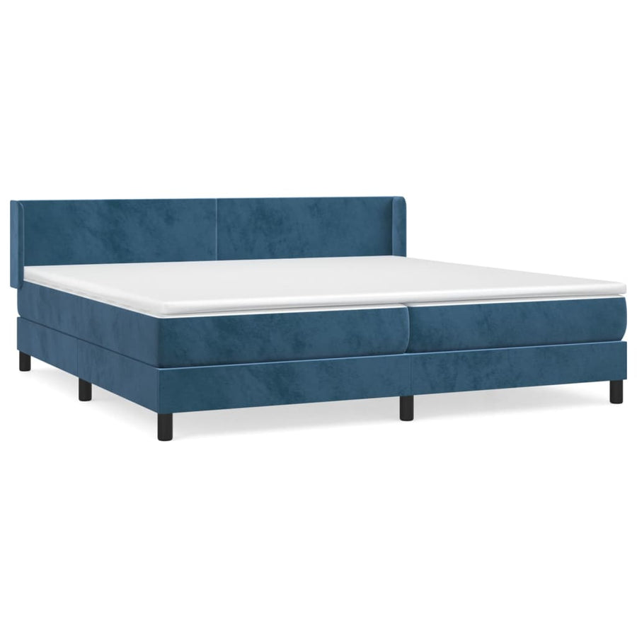 Boxspring Met Matras Fluweel Donkerblauw 200 x 200 cm Effen ontwerp