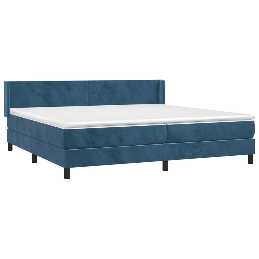 Boxspring Met Matras Fluweel Donkerblauw 200 x 200 cm Effen ontwerp