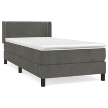 Boxspring met matras fluweel donkergrijs 100x200 cm 100 x 200 cm Effen met spijkers