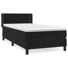 Boxspring met matras fluweel zwart 100x200 cm 100 x 200 cm Effen met spijkers