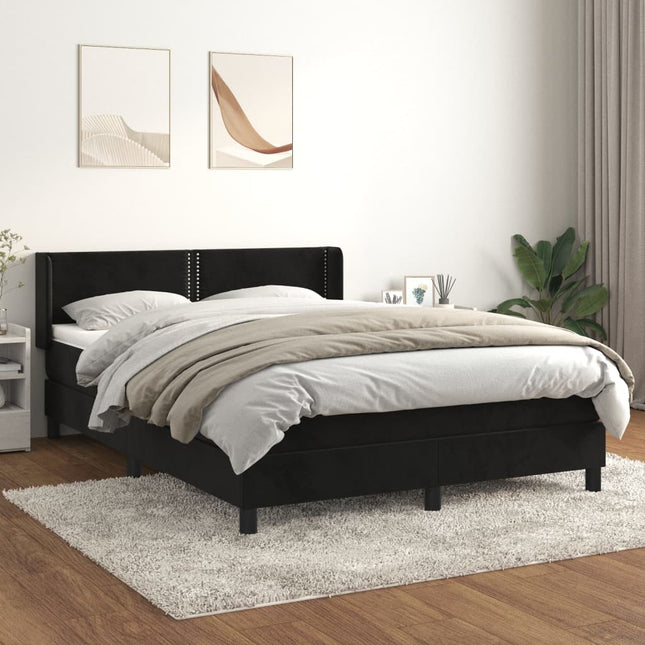 Boxspring met matras fluweel zwart 140x190 cm 140 x 190 cm Zwart