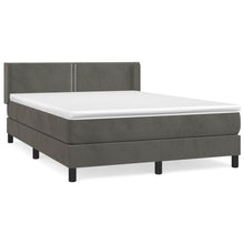 Boxspring Met Matras Fluweel Donkergrijs 140 x 200 cm Effen met spijkers