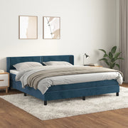 Boxspring met matras 180x200 cm donkerblauw fluweel