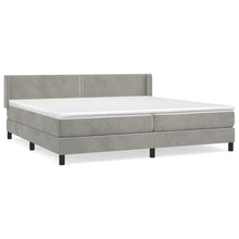 Boxspring Met Matras Fluweel Lichtgrijs 200 x 200 cm Effen met spijkers