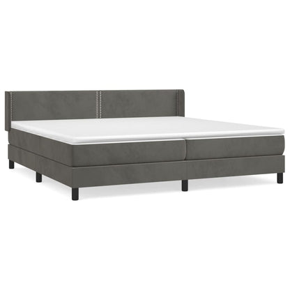 Boxspring Met Matras Fluweel Donkergrijs 200 x 200 cm Effen met spijkers