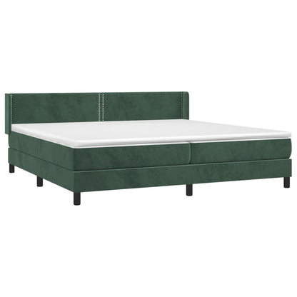 Boxspring Met Matras Fluweel Donkergroen 200 x 200 cm Effen met spijkers