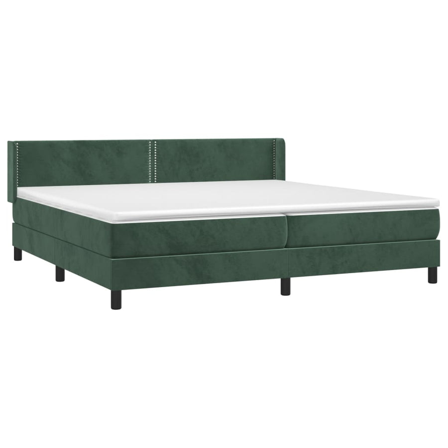 Boxspring Met Matras Fluweel Donkergroen 200 x 200 cm Effen met spijkers