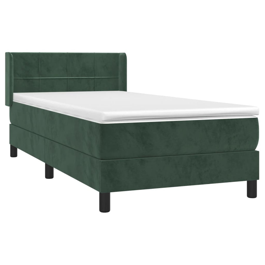 Boxspring Met Matras Fluweel Donkergroen 80 x 200 cm Blok met vierkanten