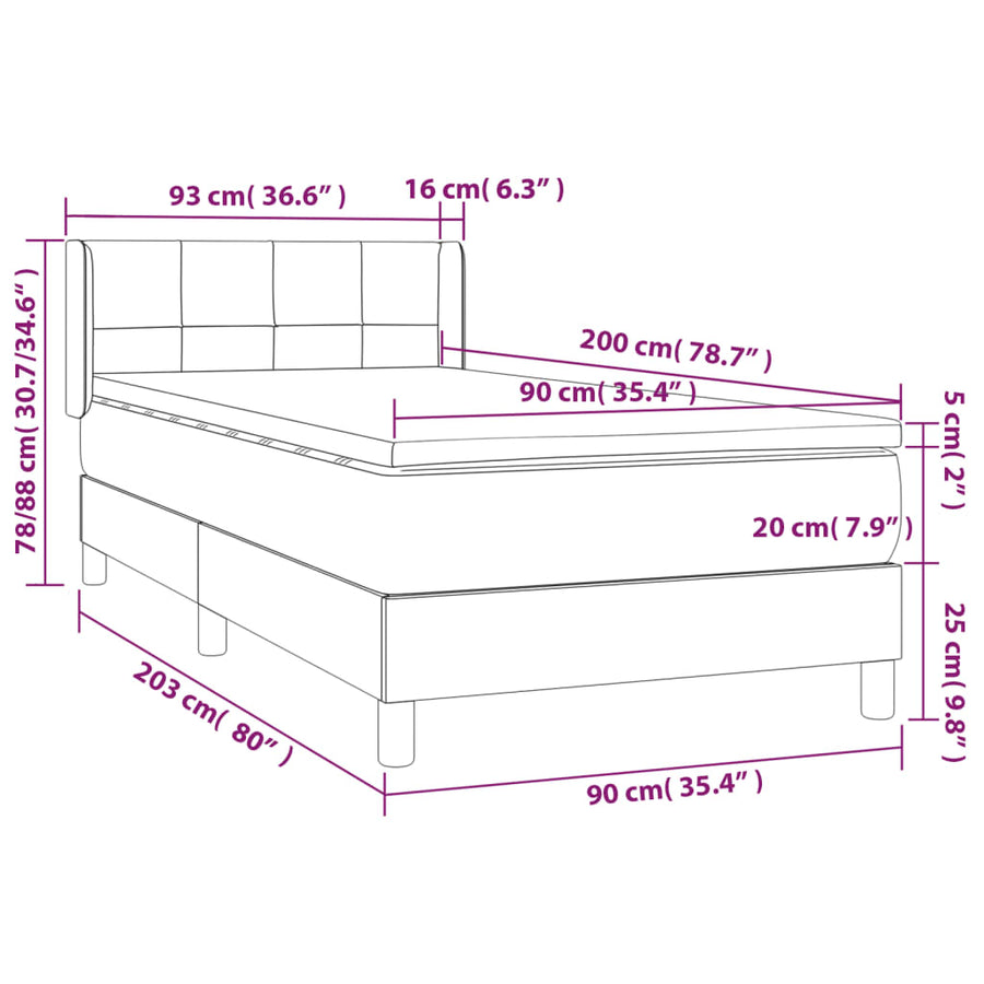 Boxspring met matras fluweel donkerblauw 90x200 cm